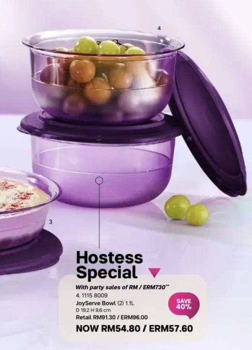 Tupperware Hostess Special JoyServe Bowl (2pcs) 1.1L