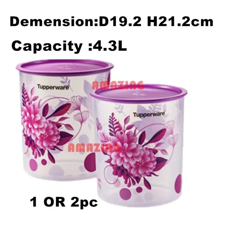 Tupperware Camellia One Touch Canister Large 4.3L (1 OR 2pc)/Bekas kedap udara
