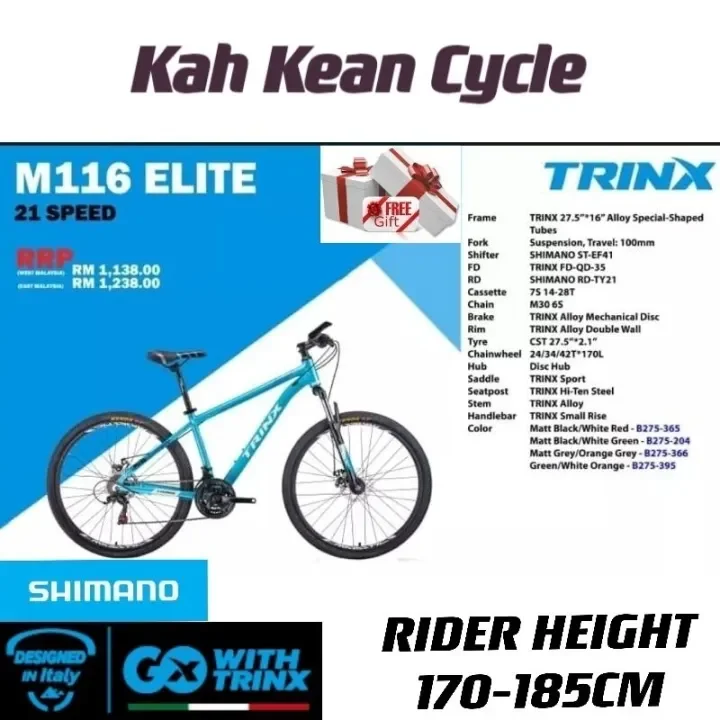 TRINX MTB 27.5/ 584 - M116 Elite 2021 (Ready Stock) FRAME L SIZE 