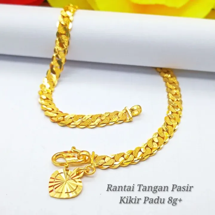 Rantai Tangan Pasir Padu Bracelet Solid Gelang Padu Emas 916 Tulen Lazada