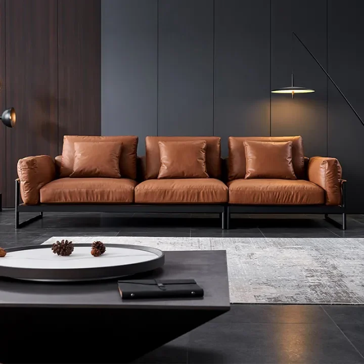 Italian Style Light Luxury Leather Sofa, Luxury Leather Sofa Beds