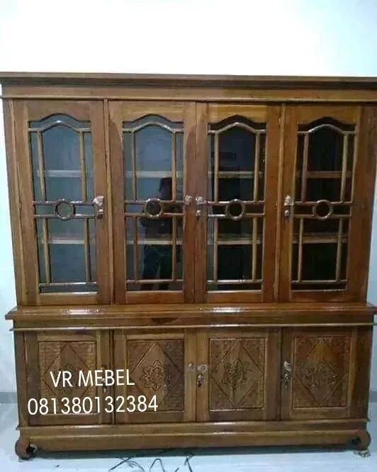 Lemari Pajangan 4 Pintu Jati Model Hongkong | Lazada Indonesia