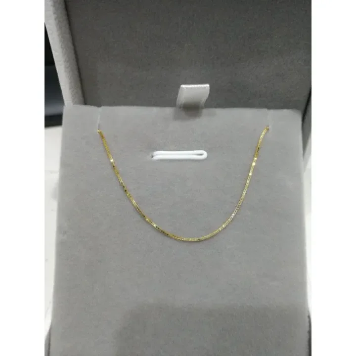 Rantai Leher Kotak Emas 375 Panjang 45cm Lazada