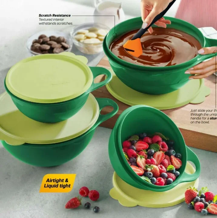 SERVING BOWL SET OF 4 GREEN COLOUR BY TUPPERWARE BRANDS