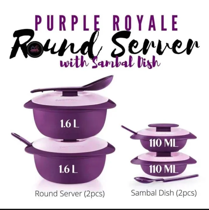 Tupperware -Purple Royal Round Server with sambal dish*Food Storage*Pembekas Makanan;Dinner Set; Dinnerware