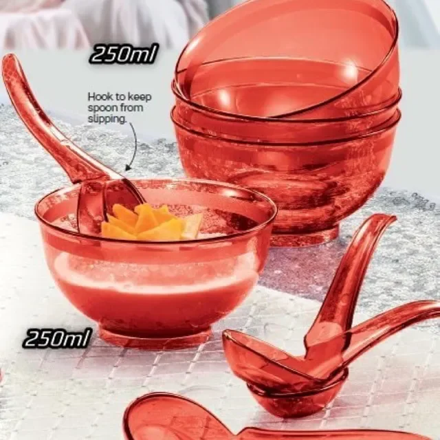 Tupperware Tableware Crystalline Coral Blooms Bowls and Spoons (4 pcs)