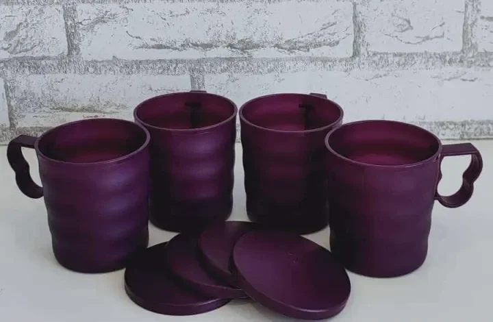 Tupperware Purple Royal Mug with seal 350 ml ( Set of 4 ) Blossom Mug