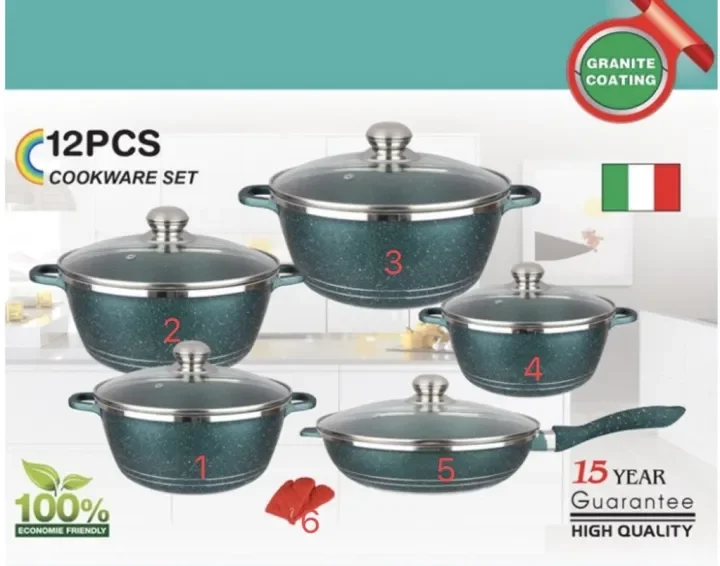 Great Sales Dessini Cookware Set Italy Non Stick Granite Cooking Pot Frying Pan Set Lazada Singapore