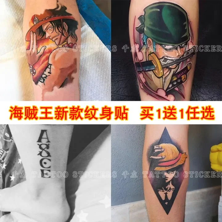 One Piece New Tattoo Sticker Waterproof Men S And Women S Long Lasting Artificial Flower Arm Tattoo Ace Luffy White Beard Luo Suolong Lazada Ph