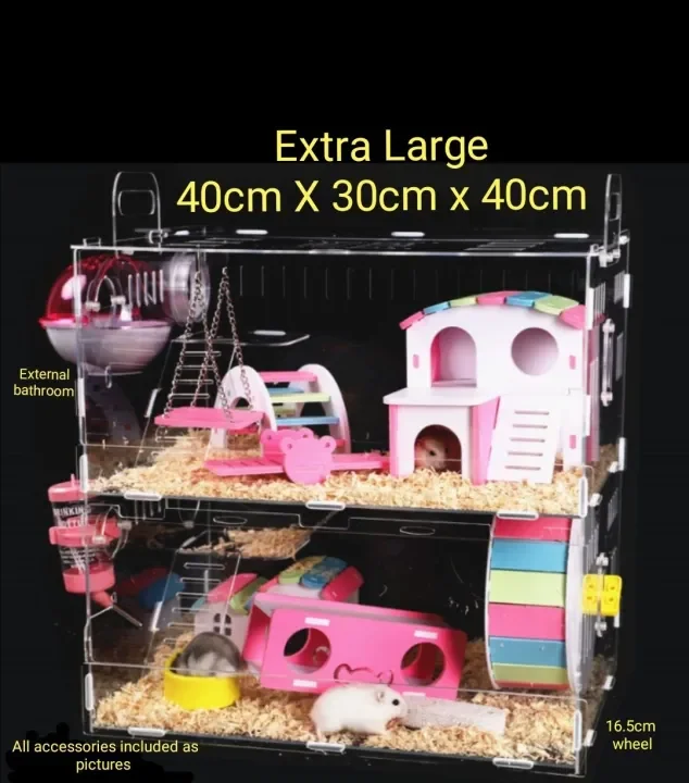 Readystock Xtra Large Acrylic Hamster Cage Sangkar Hamster Xtra Besar Set Lazada