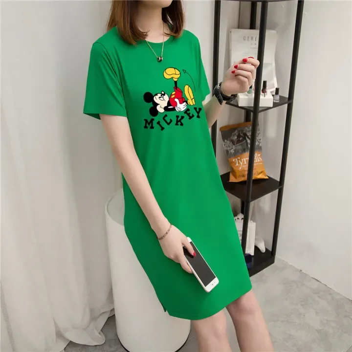 Igangværende Legitim angre Big Rat Dress Summer 2020 New Style Large Size Dress Loose-Fit Pure Cotton  Mid-length Short Sleeve Cartoon T-shirt Skirt | Lazada Singapore
