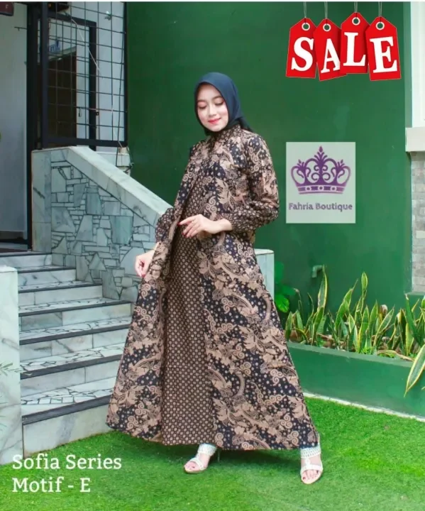 Model Gamis Batik Kombinasi Polos Terbaru 2021 Sriwijaya Batik Baju Muslim Gamis Modern Batik Modern Batik